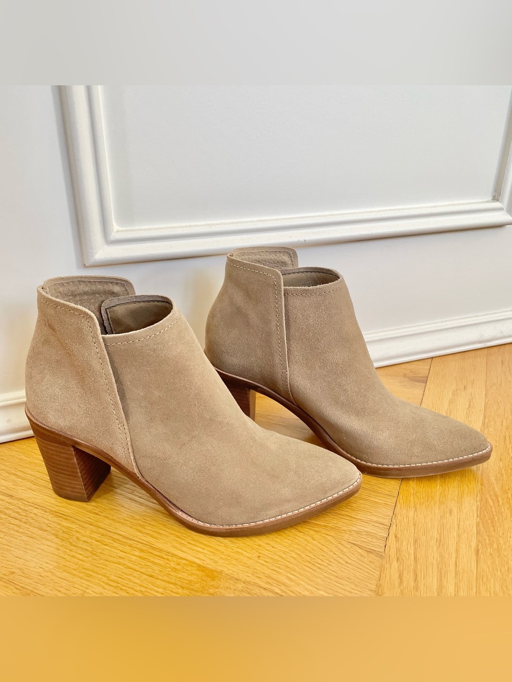 Dolce Vita Beige Suede Ankle Booties